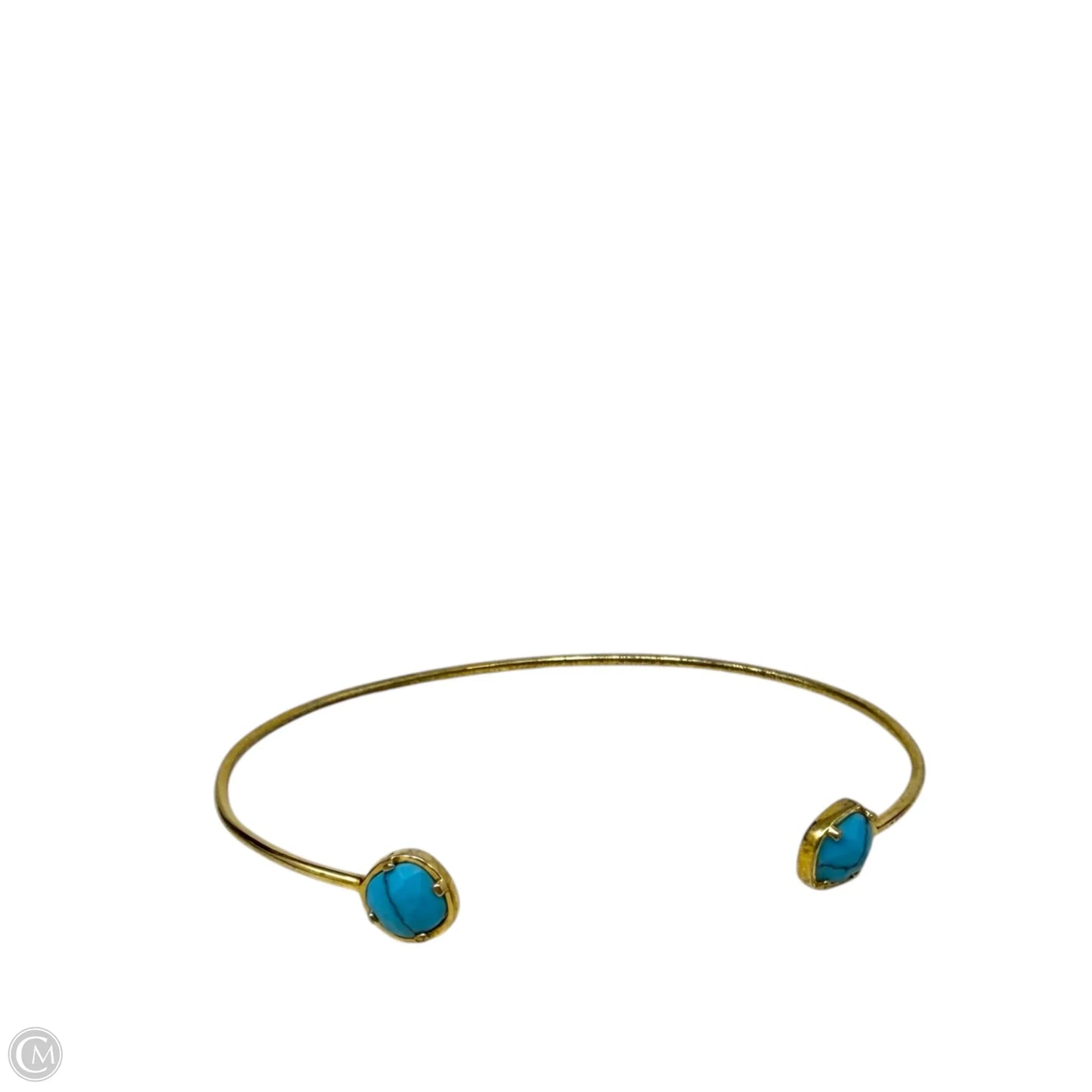 Turquoise & Gold Tone Open Cuff Bracelet