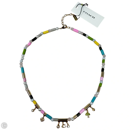 Heart Multi Charm Beaded Necklace In Gold Multi Designer By Coach