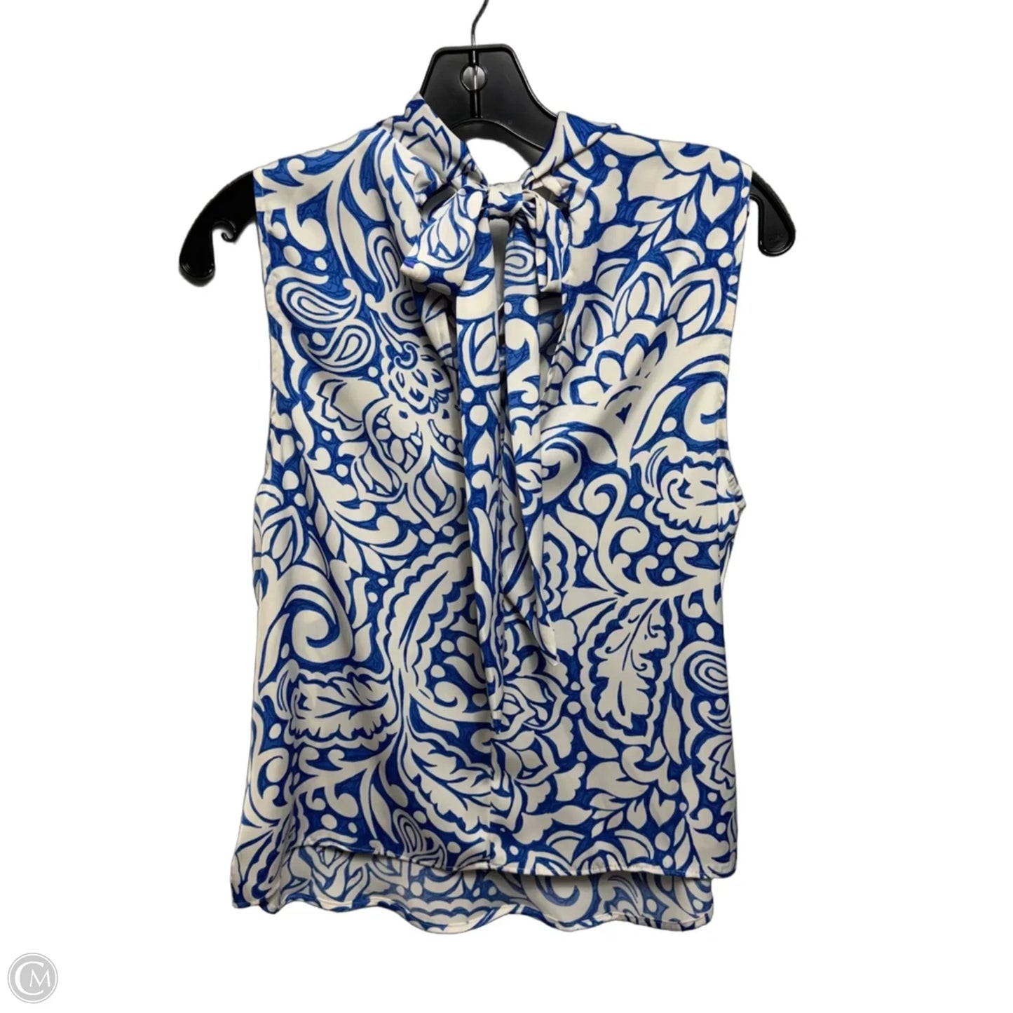 Top Sleeveless By Zara In Blue & White, Size: M