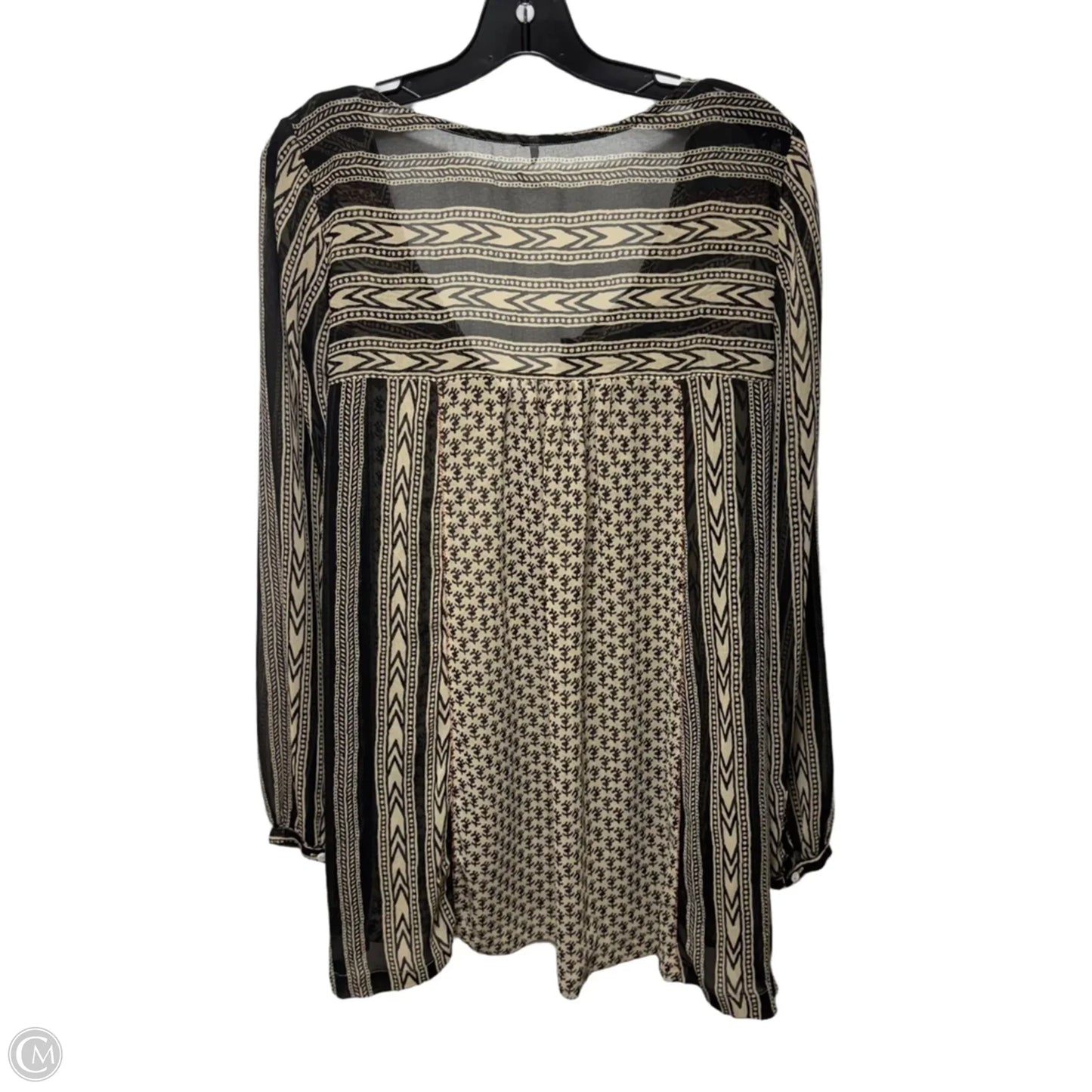 Feather in the Wind beaded tunic top Long Sleeve By Free People In Black & Cream, Size: S