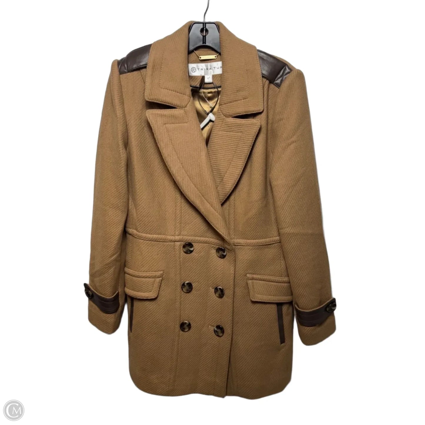 Coat Wool Blend By Trina Turk In Brown, Size: 10