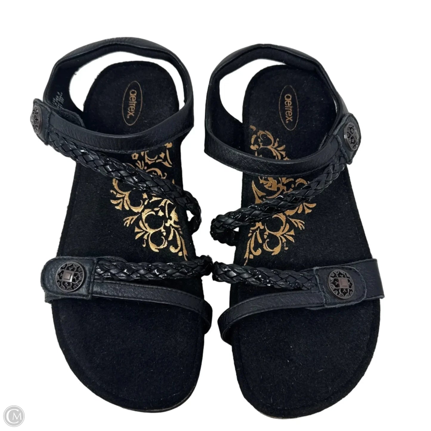 Jillian Sandals Flats By Aetrex In Black, Size: 11