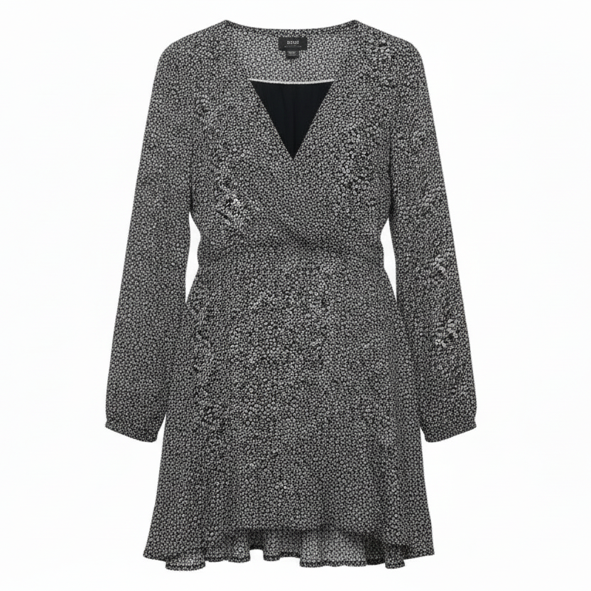 Carolyn Mini Overlap Dress By Maeve In Black & White, Size: M