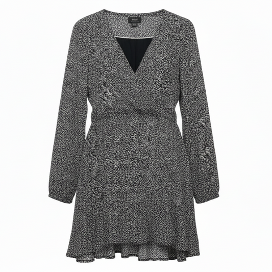 Carolyn Mini Overlap Dress By Maeve In Black & White, Size: M