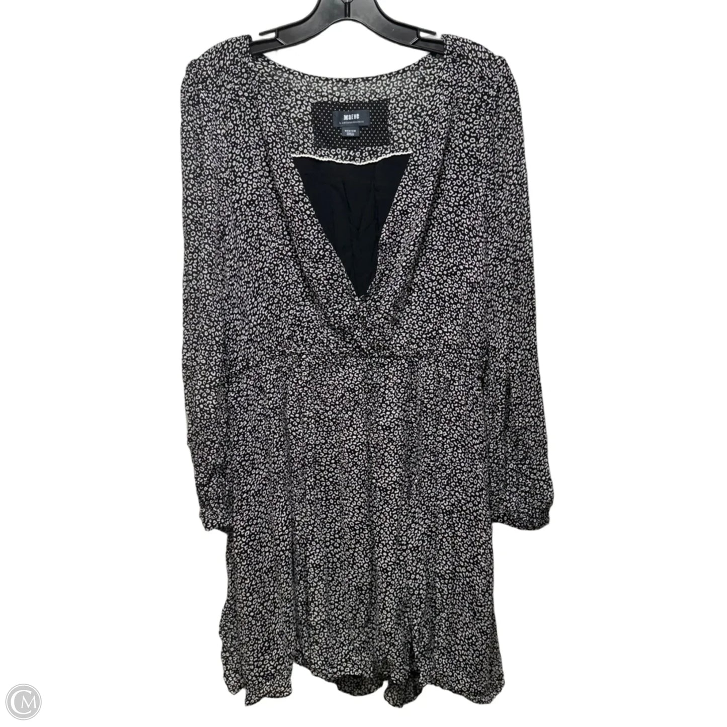 Carolyn Mini Overlap Dress By Maeve In Black & White, Size: M