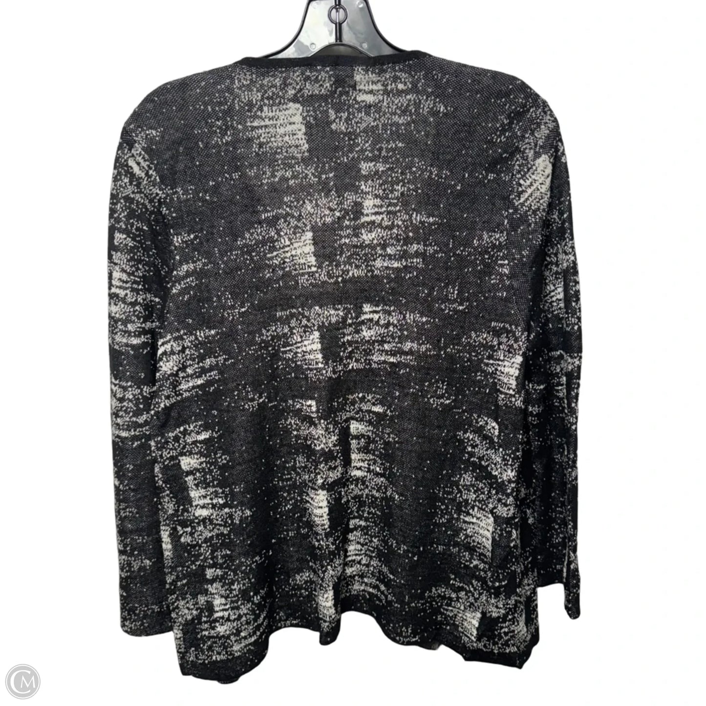 Linen Blend Sweater Cardigan By Eileen Fisher In Black & White, Size: S