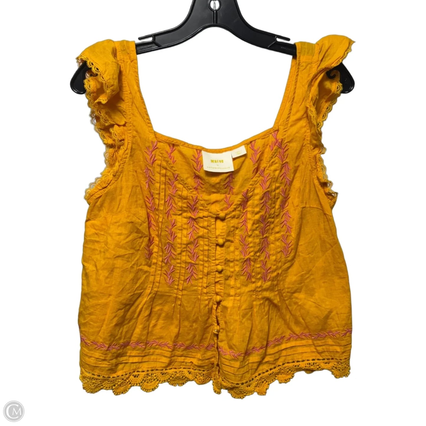Embroidered Top Sleeveless By Maeve In Yellow, Size: S