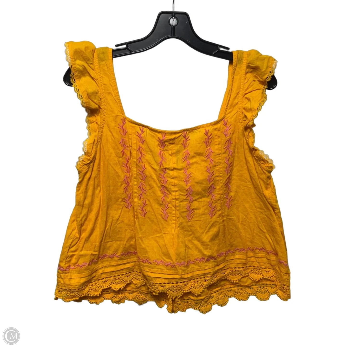 Embroidered Top Sleeveless By Maeve In Yellow, Size: S