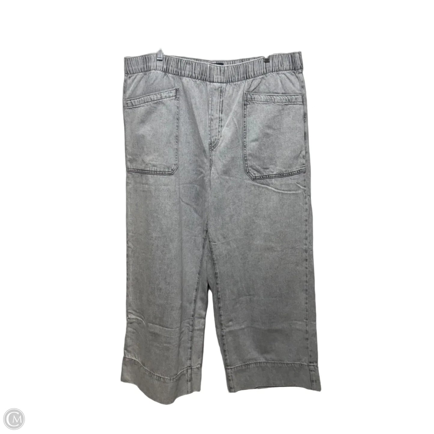 Jeans Elastic Waist High-Rise Wide Leg By Gap In Grey Denim, Size: Xl