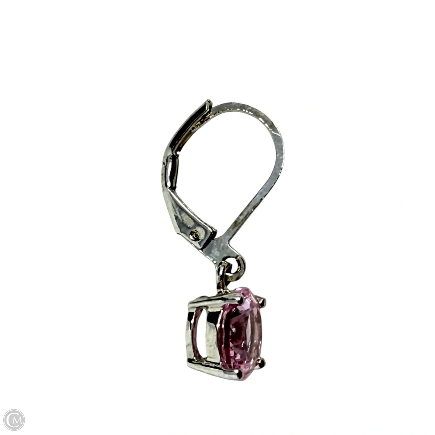Sterling Silver & Pink CZ Solitaire Drop Earrings