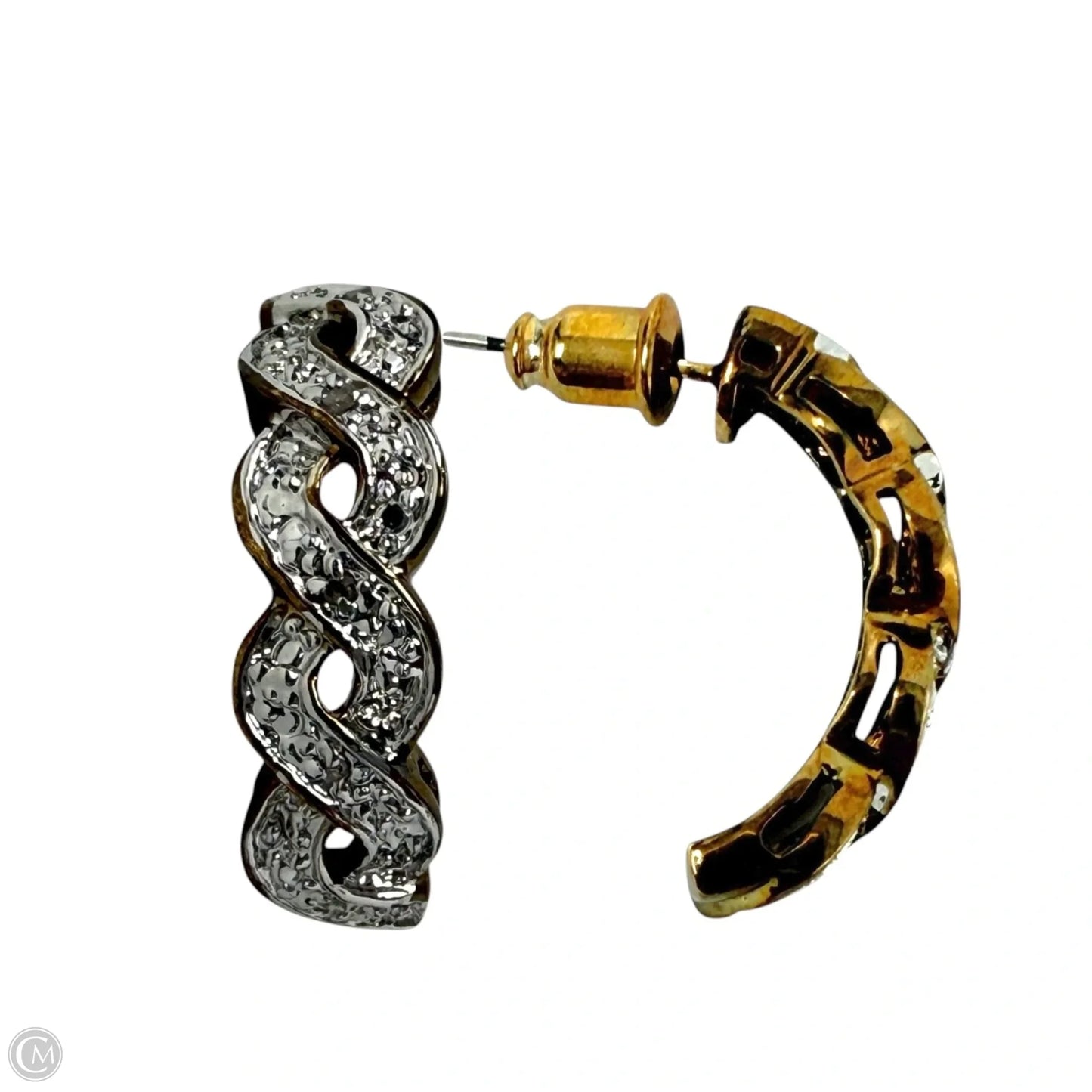 Diamond Chip Braided Half Hoop Earrings