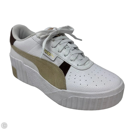 Cali Wedge Shoes Sneakers By Puma In Tan & White, Size: 9