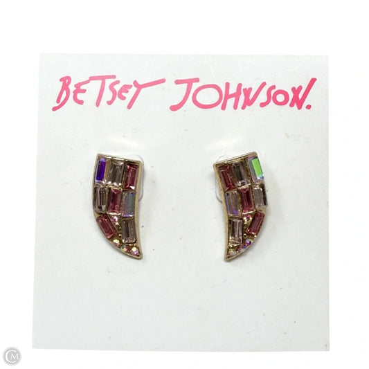Swooping Horn Multi Rhinestone Earrings By Betsey Johnson