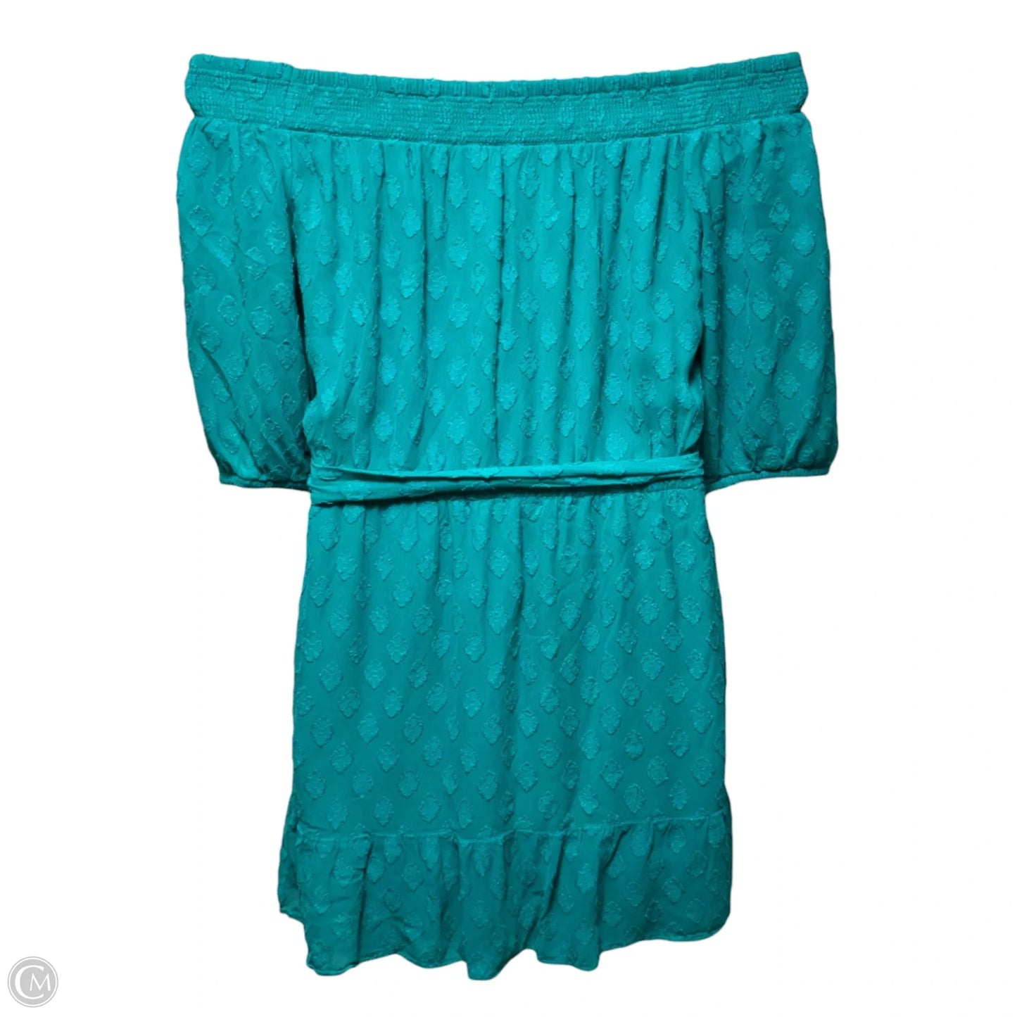 Rochelle Off The Shoulder Romper Designer By Lilly Pulitzer In Water Lilly Green Daiquiri Ditsy Rayon, Size: L