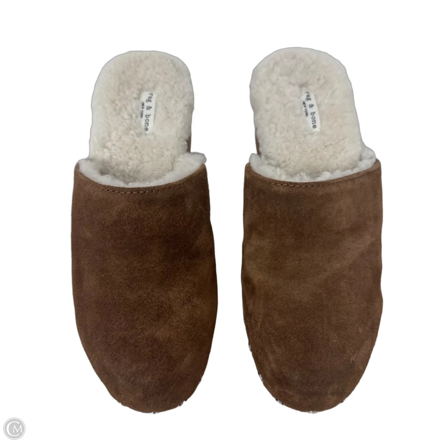 Mara Suede Shearling Clog Shoes Heels Block By Rag And Bone In Tan, Size: 5 (35)