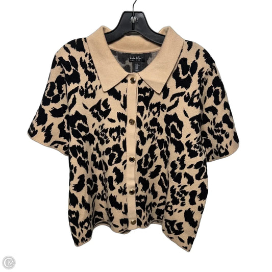 Sweater Short Sleeve By Nicole Miller In Animal Print, Size: Xl