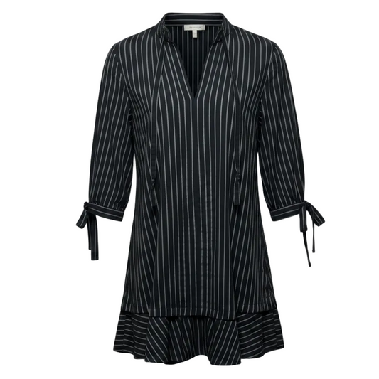 Pinstripe Mini Shirt Dress Designer By Derek Lam In Striped Pattern, Size: L