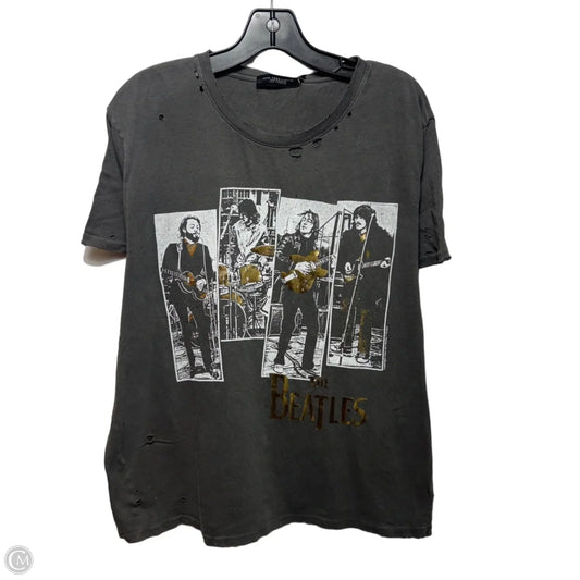 Beatles Distressed Graphic Top Short Sleeve By Junk Food In Grey, Size: Xl