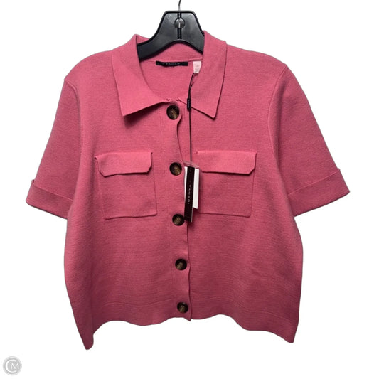 Top Short Sleeve By Tahari In Bright Pink, Size: L