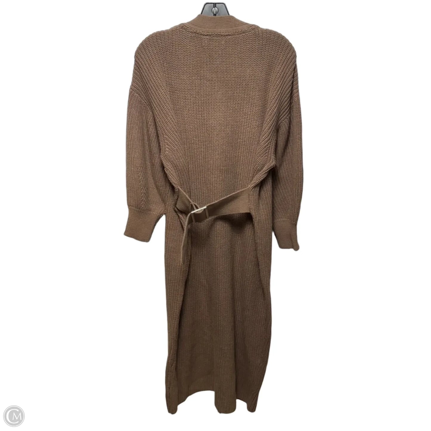 Long-Sleeve Belted Cardigan Sweater Midi Dress By Anthropologie In Brown, Size: S
