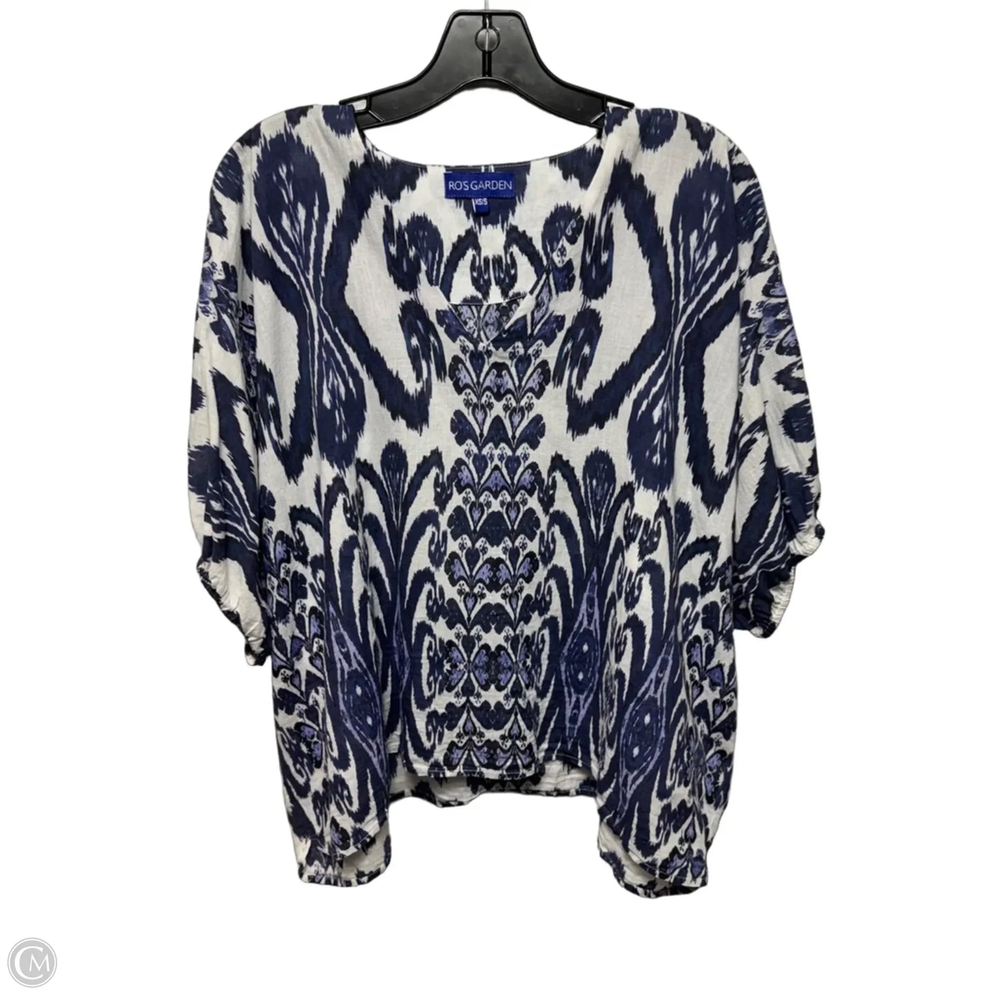Nancy Top By Ros Garden In Blue & White, Size: XS/S