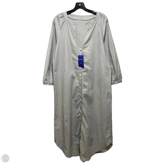 Linen Shirt Dress Casual Maxi By ChouYatou In Grey, Size: L