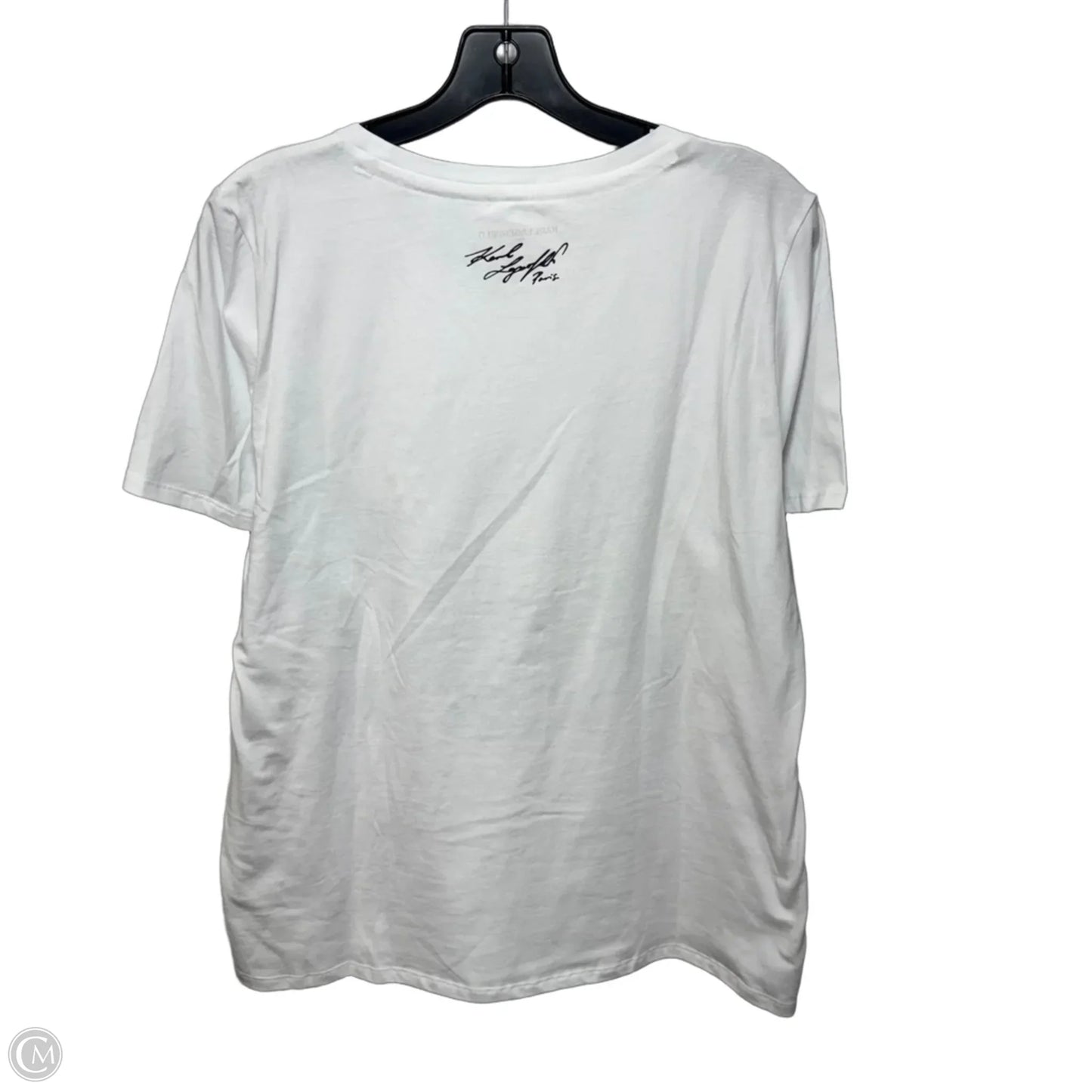Top Short Sleeve Designer By Karl Lagerfeld In White, Size: L
