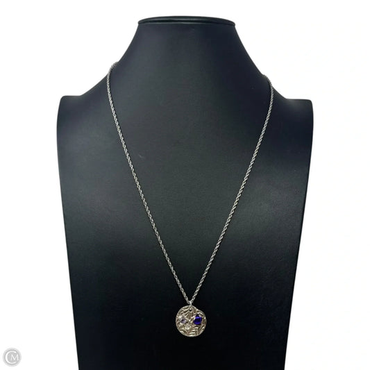 Engraved Gem Pendant Necklace Sterling Silver