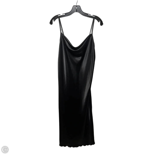 Drape Front Sleeveless Satin Midi Slip Dress By Bebe In Black, Size: L