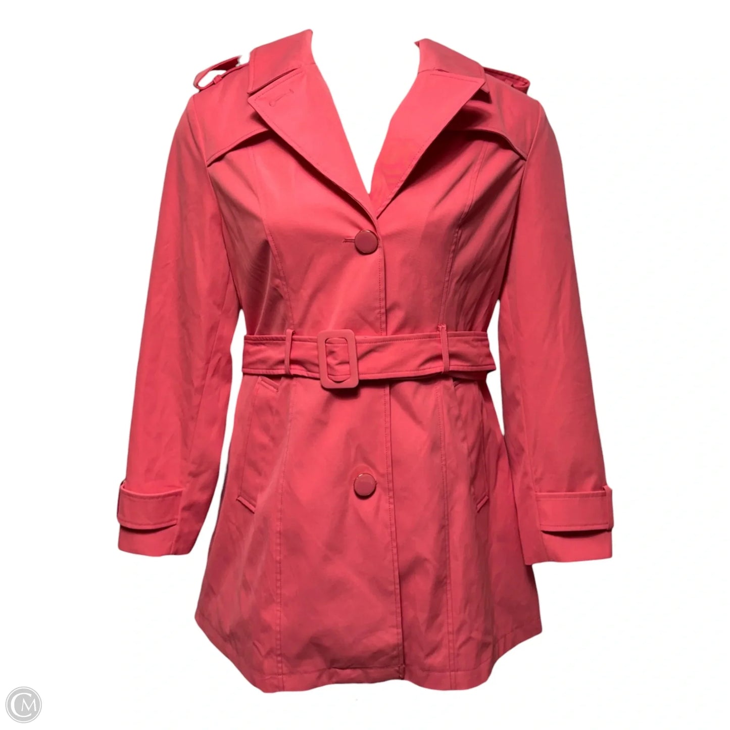 AS IS Belted Trench Coat Designer By Kate Spade In Pink, Size: XL