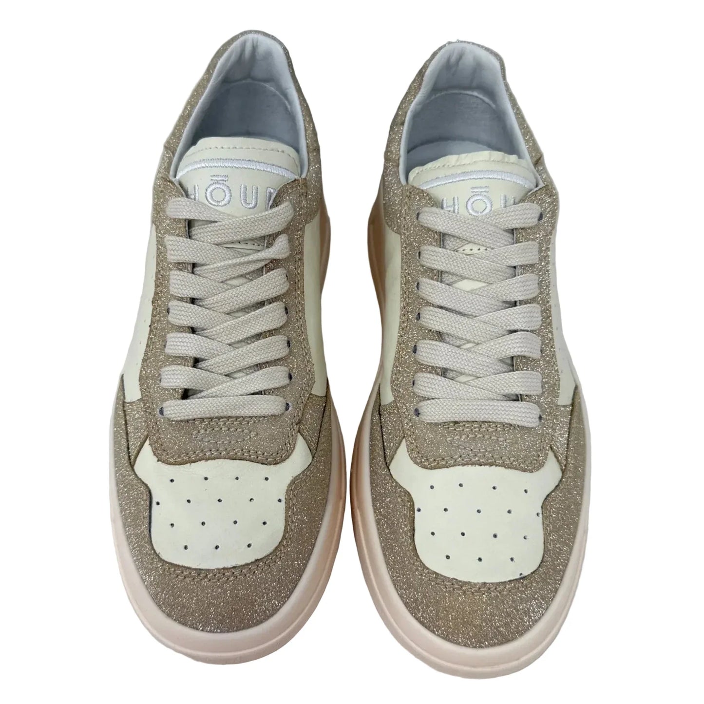 Tweener Mesh & Glitter Sneakers By Ghoud In Cream, Size: 8