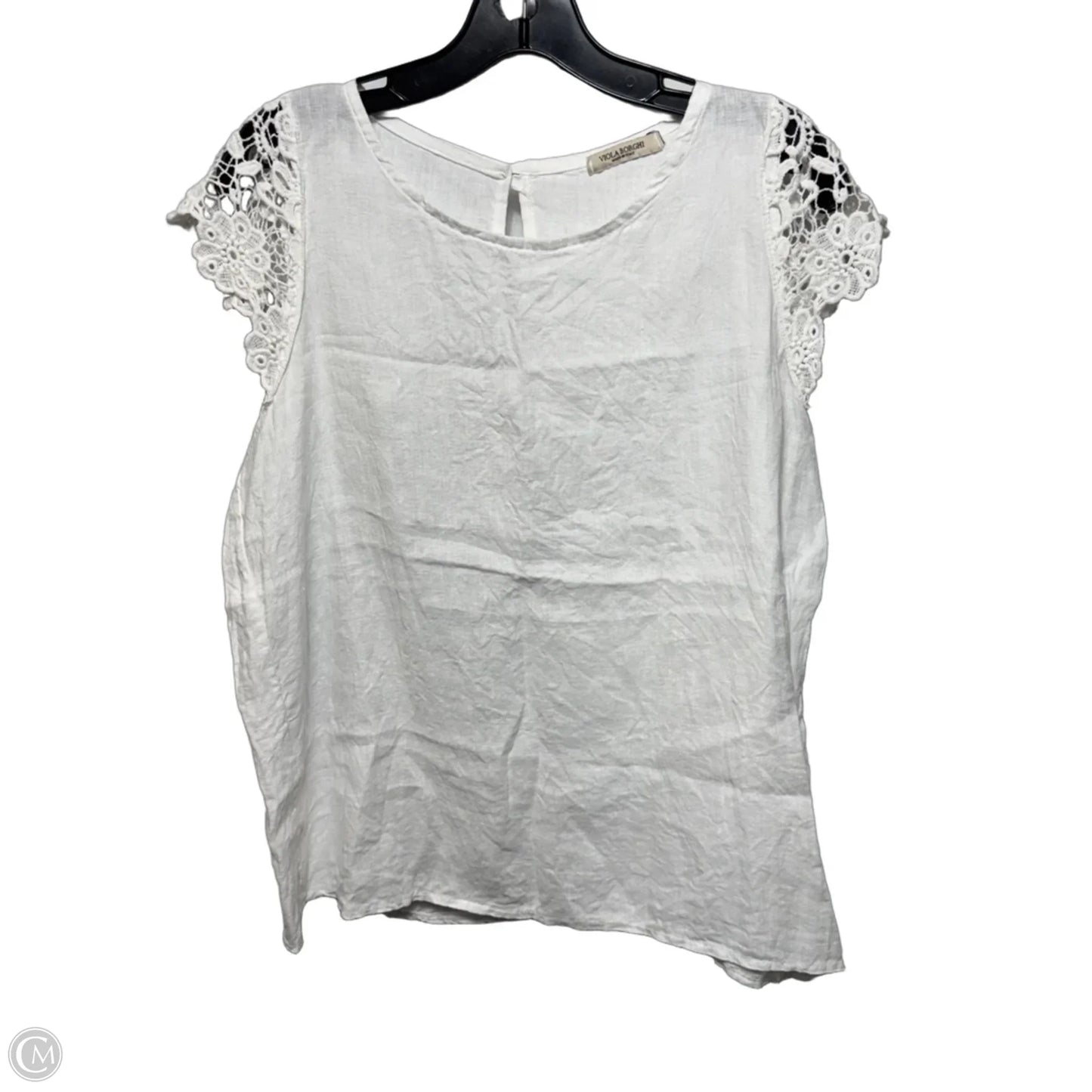 Linen Top Sleeveless By Voila Borghi In White, Size: L