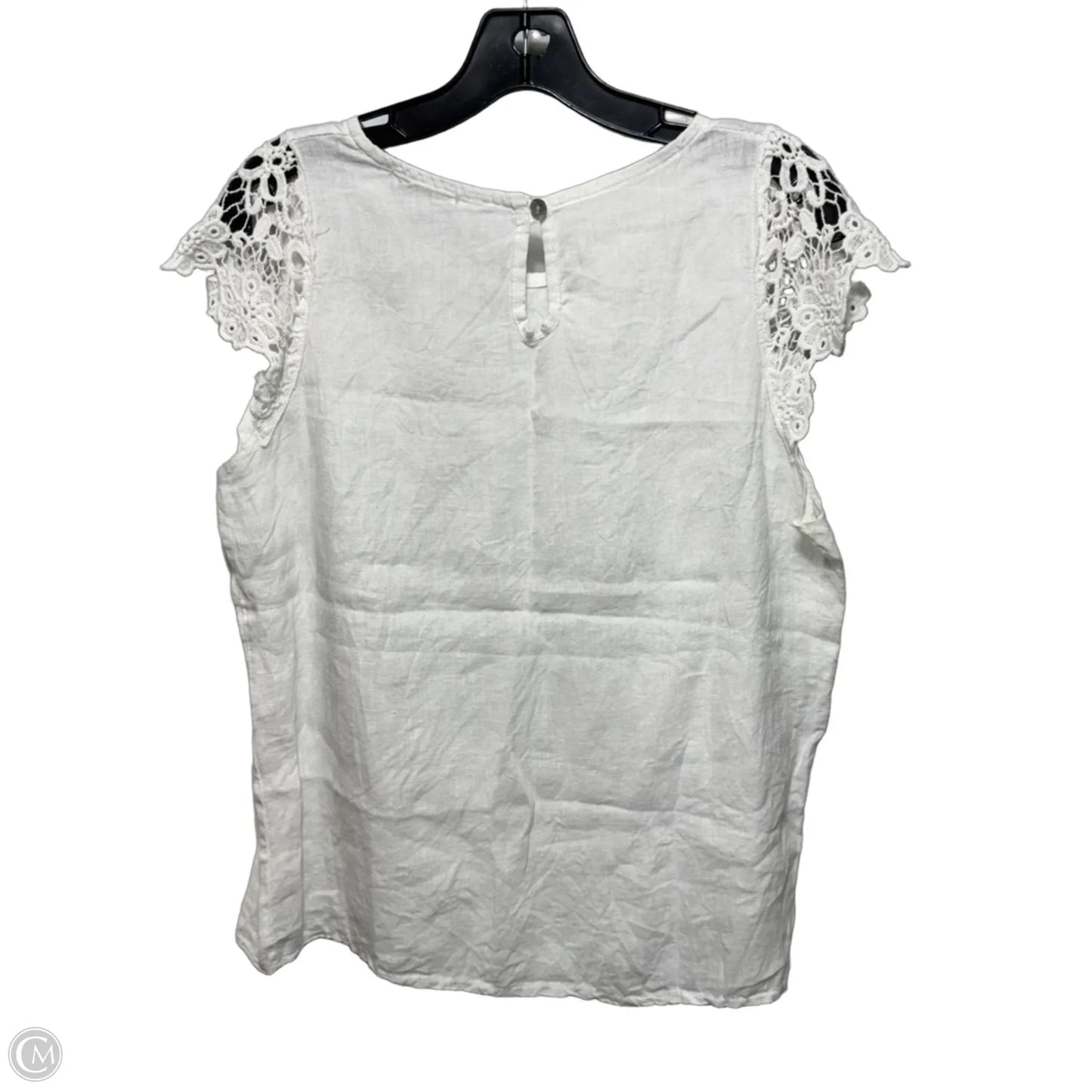 Linen Top Sleeveless By Voila Borghi In White, Size: L