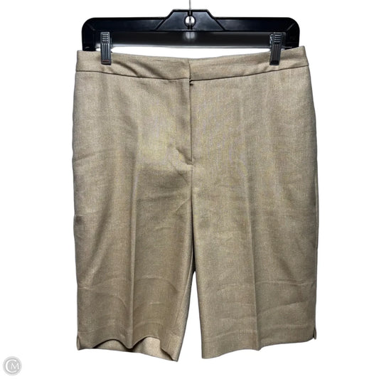 Metallic Linen Blend Bermuda Shorts By Chicos In Tan, Size: 6