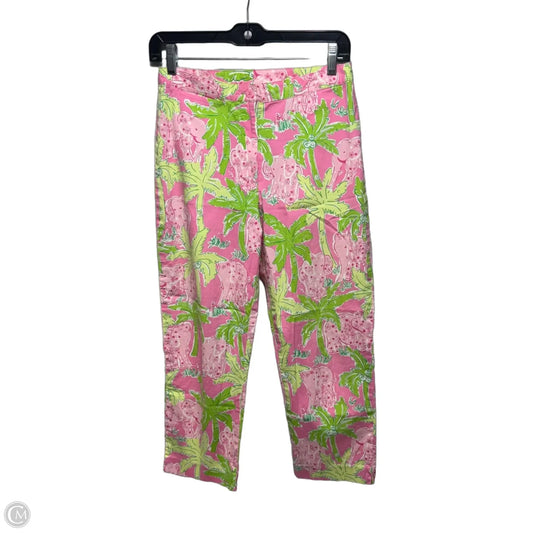 Pants Designer By Lilly Pulitzer In Green & Pink, Size: 2