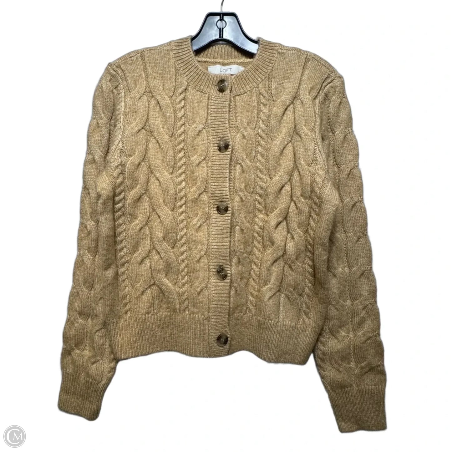 Sweater Cardigan By Loft In Tan, Size: S