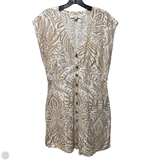 Linen Blend Dress Casual Short By Loft In Tan & White, Size: 8