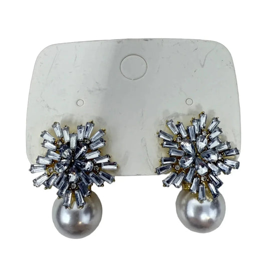 Crystal Snowflake & Faux Pearl Drop Earrings