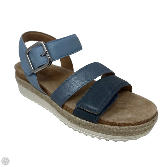 Francine Leather Wedge Sandals By Brioso In Blue, Size: 6.5