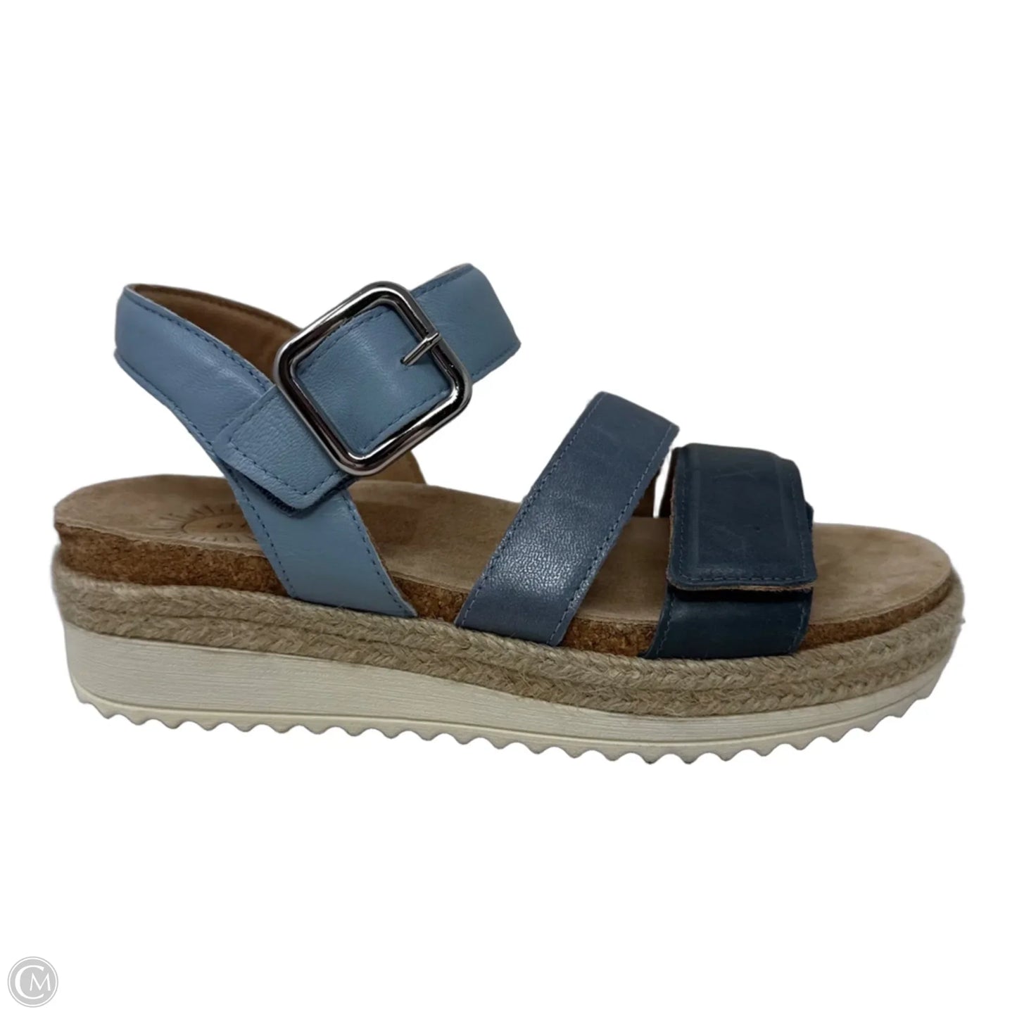 Francine Leather Wedge Sandals By Brioso In Blue, Size: 6.5