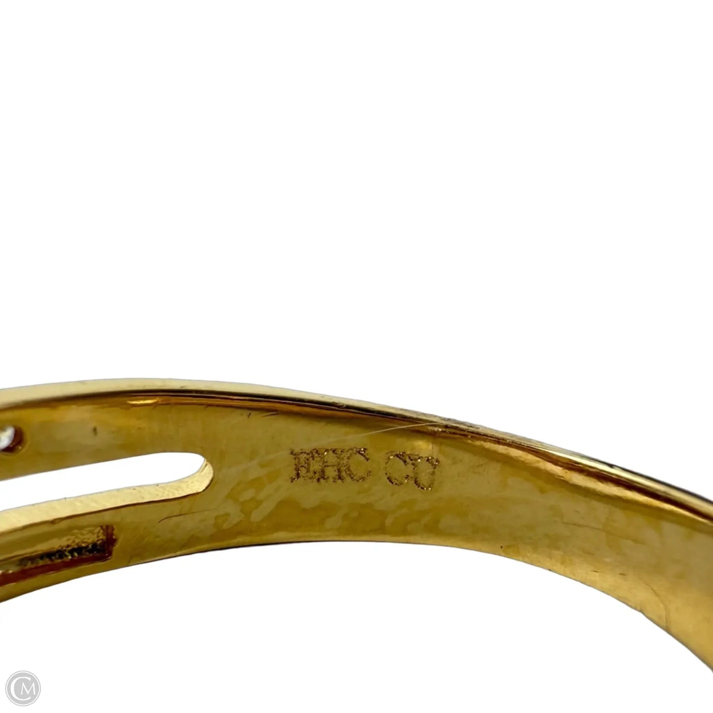 Gold Tone & Clear Stone Double Band Ring, Size: 8