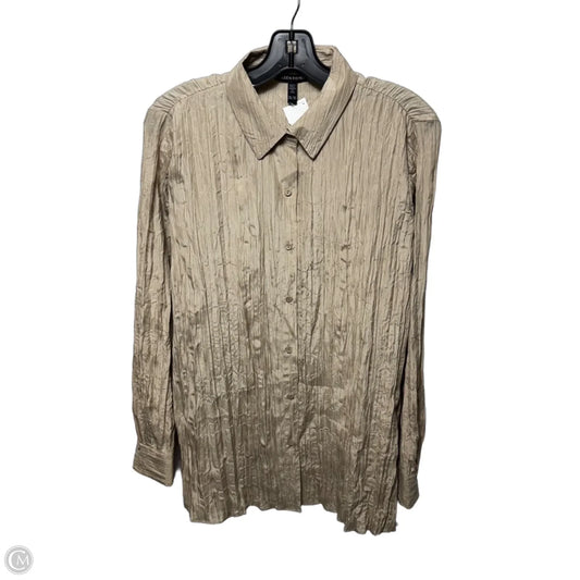 Silk Top Long Sleeve By Eileen Fisher In Beige, Size: Xxs