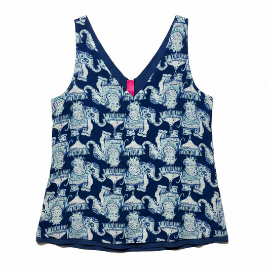 Florin Reversible Top Designer By Lilly Pulitzer In Blue & White, Size: M