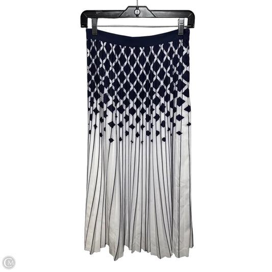 Pleated Skirt Midi By Reiss In Blue & White, Size: 4