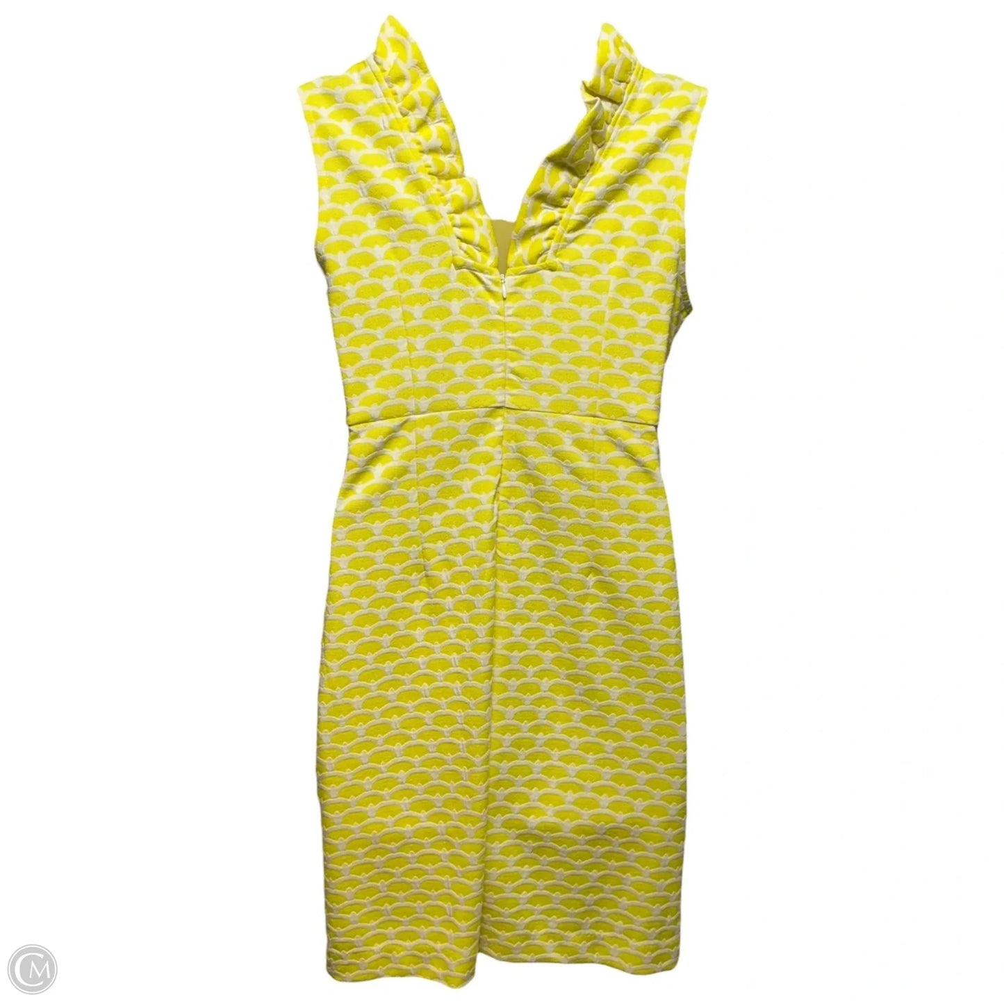 Ella Ruffle Neck Mini Dress By Tyler Boe In White & Yellow, Size: M