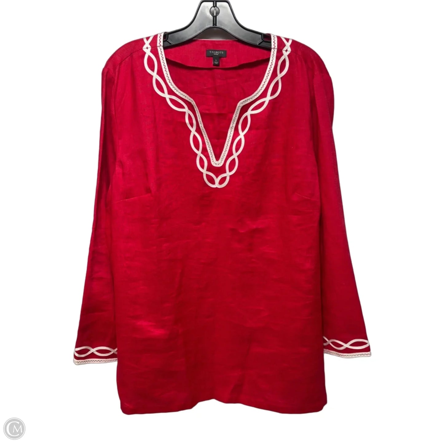 Linen Tunic Long Sleeve By Talbots In Red, Size: L