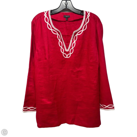 Linen Tunic Long Sleeve By Talbots In Red, Size: L