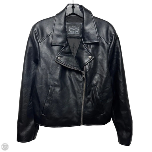 Faux Leather Jacket Moto By Levis In Black, Size: L