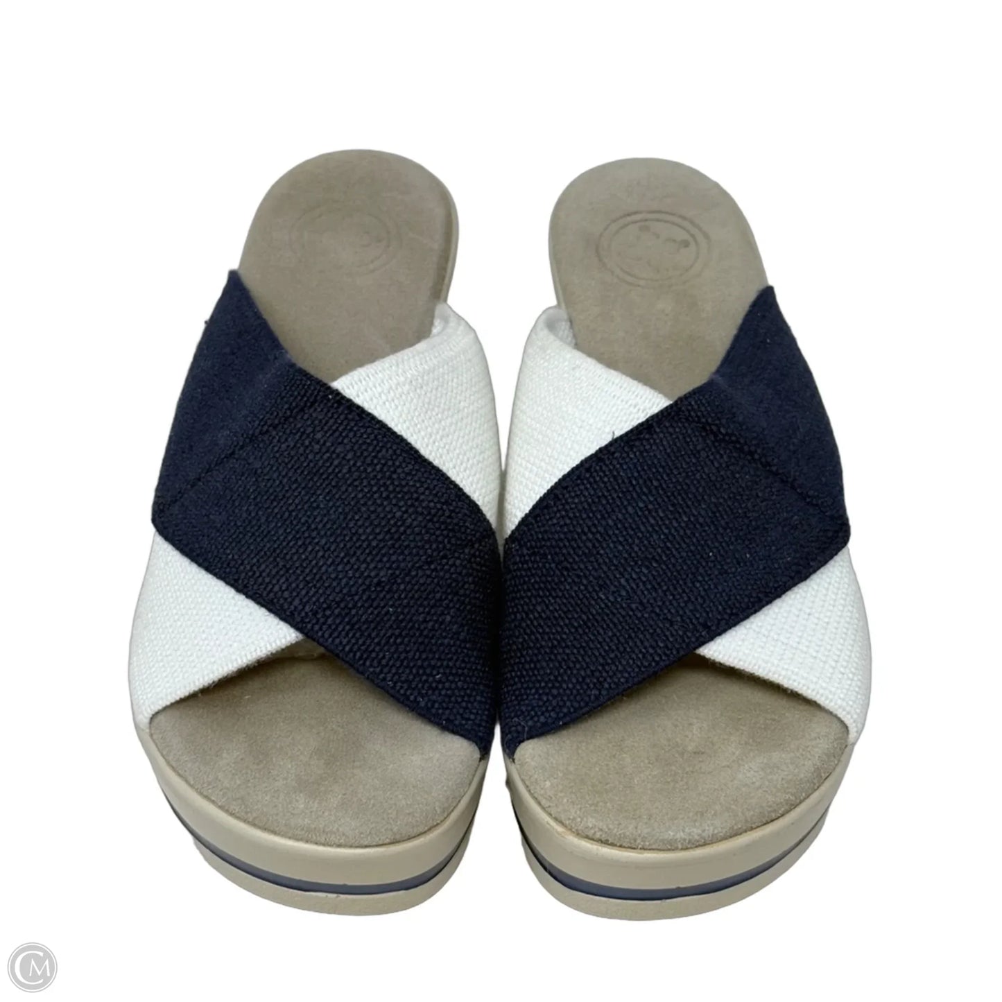 Beaufort Wedge Sandals By Charleston Shoe Company In Blue & White, Size: 6