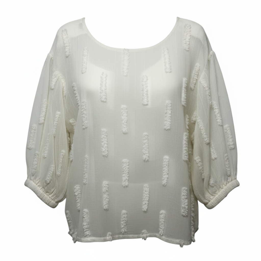 Top 3/4 Sleeve By Oddi In Cream, Size: M